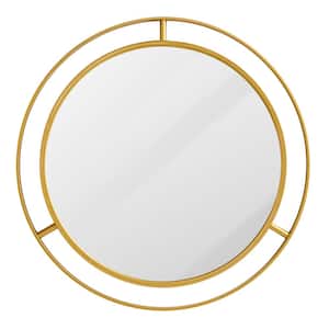 Small Round Gold Classic Mirror (1.38 in. H x 24.02 in. W)