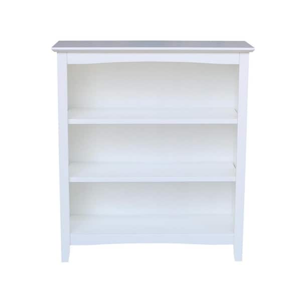 International Concepts 36 in. White Wood 3-shelf Standard Bookcase with Adjustable Shelves