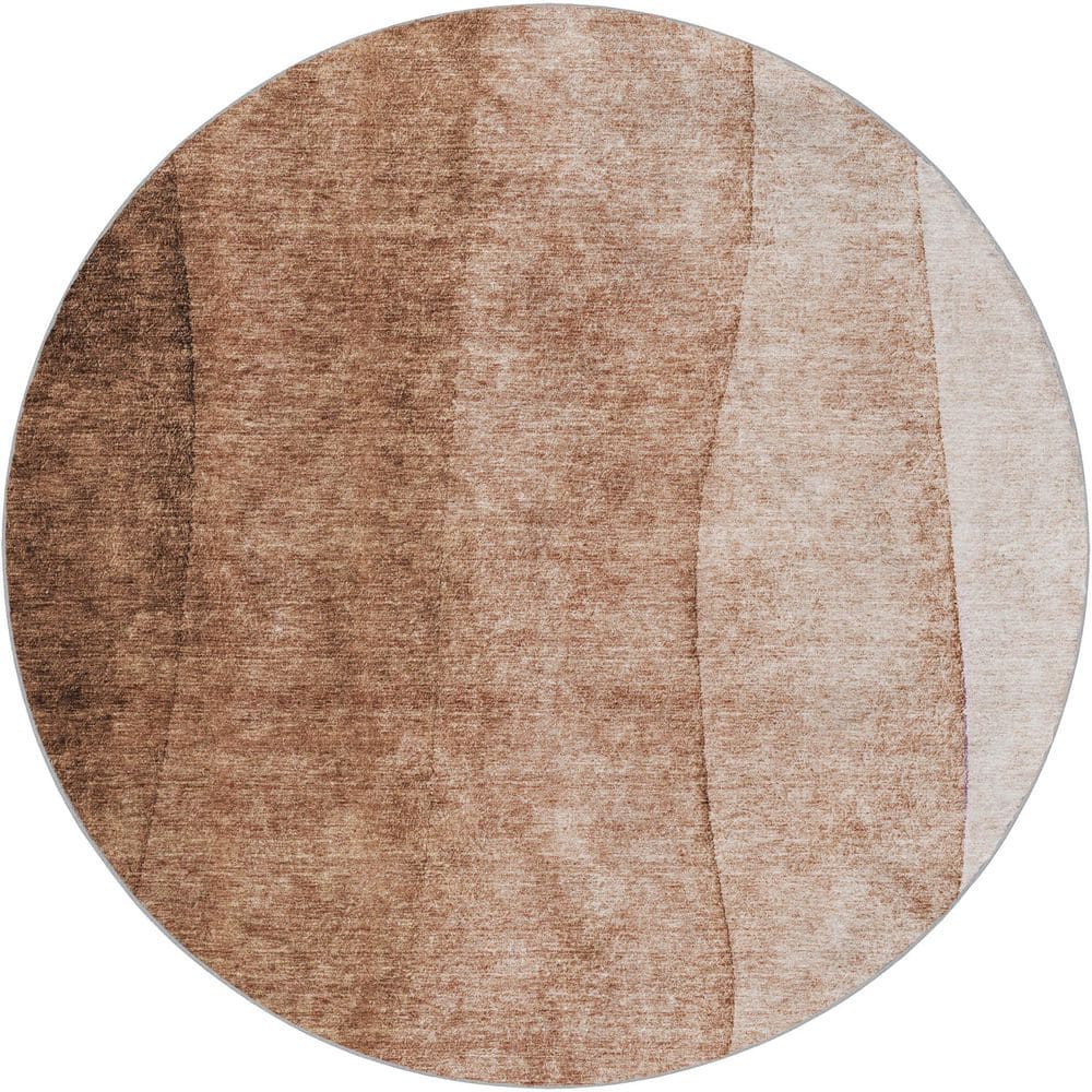 Dream Shag Premium Machine Washable Abstract ADS625 Brown 8 ft. x 8 ft. Round Rug price history on PriceWatchPro