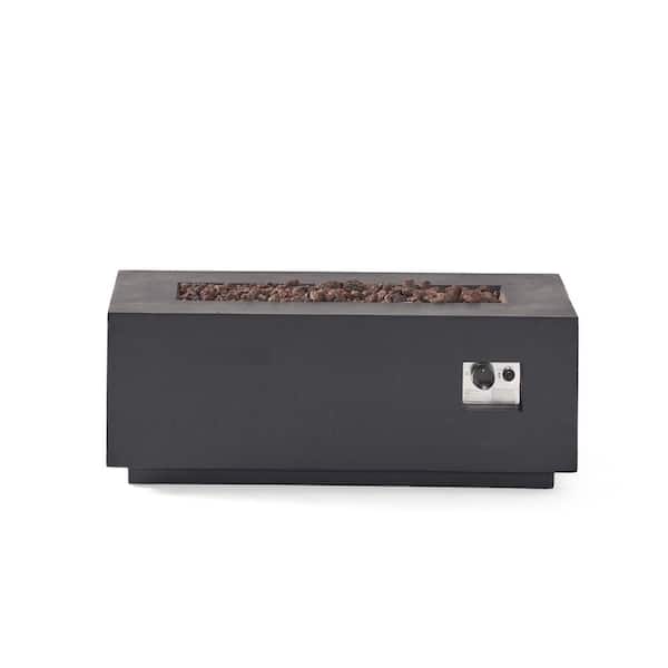 Unbranded 40 in. Light Grey Outdoor Rectangular Concrete Fire Pit - 40,000 BTU
