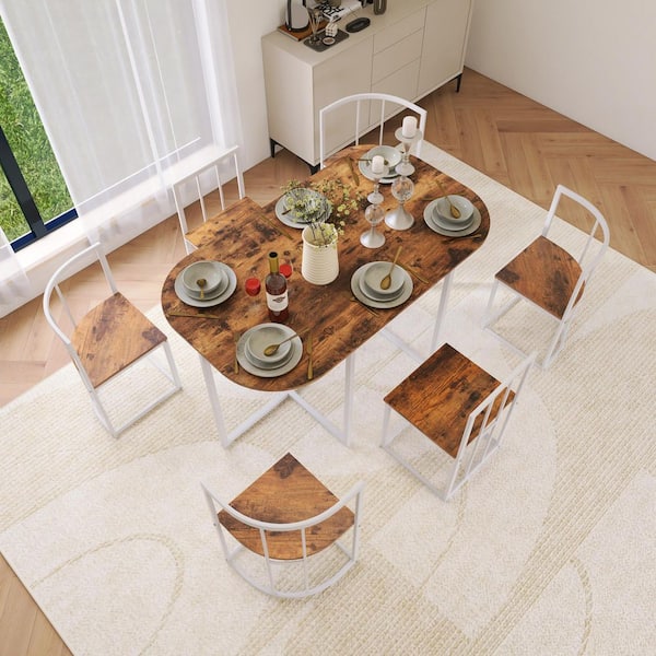 Boosicavelly 7-Piece Rectangular Cherry Wood Top Dining Room Set