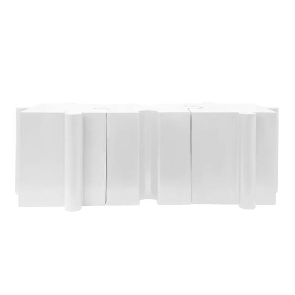 15.75 in. x 15.75 in. White Modular Convex Puzzle Art Side Table