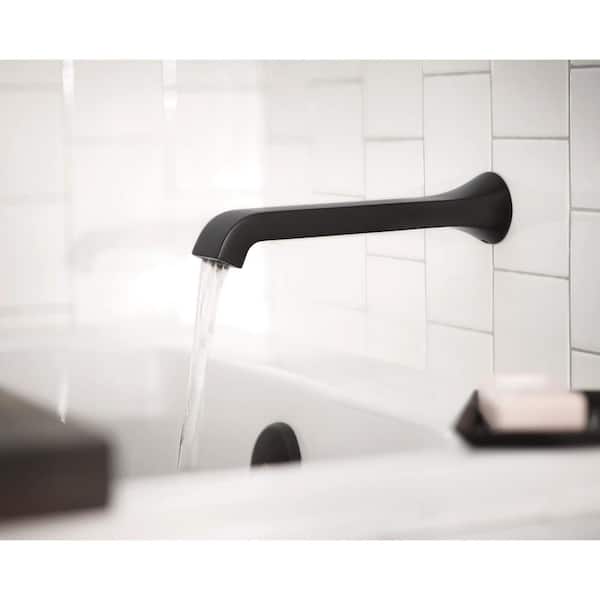 Genta LX Single Handle Wall Mount Tub Filler High Flow Tub Faucet with 10 in. Spout Reach in Matte Black