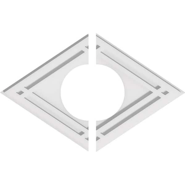 Ekena Millwork 22 in. W x 14-5/8 in. H x 7 in. ID x 1 in. P Diamond Architectural Grade PVC Contemporary Ceiling Medallion (2-Piece)