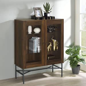 Bonilla Dark Pine 2-door Accent Cabinet with Glass Shelves