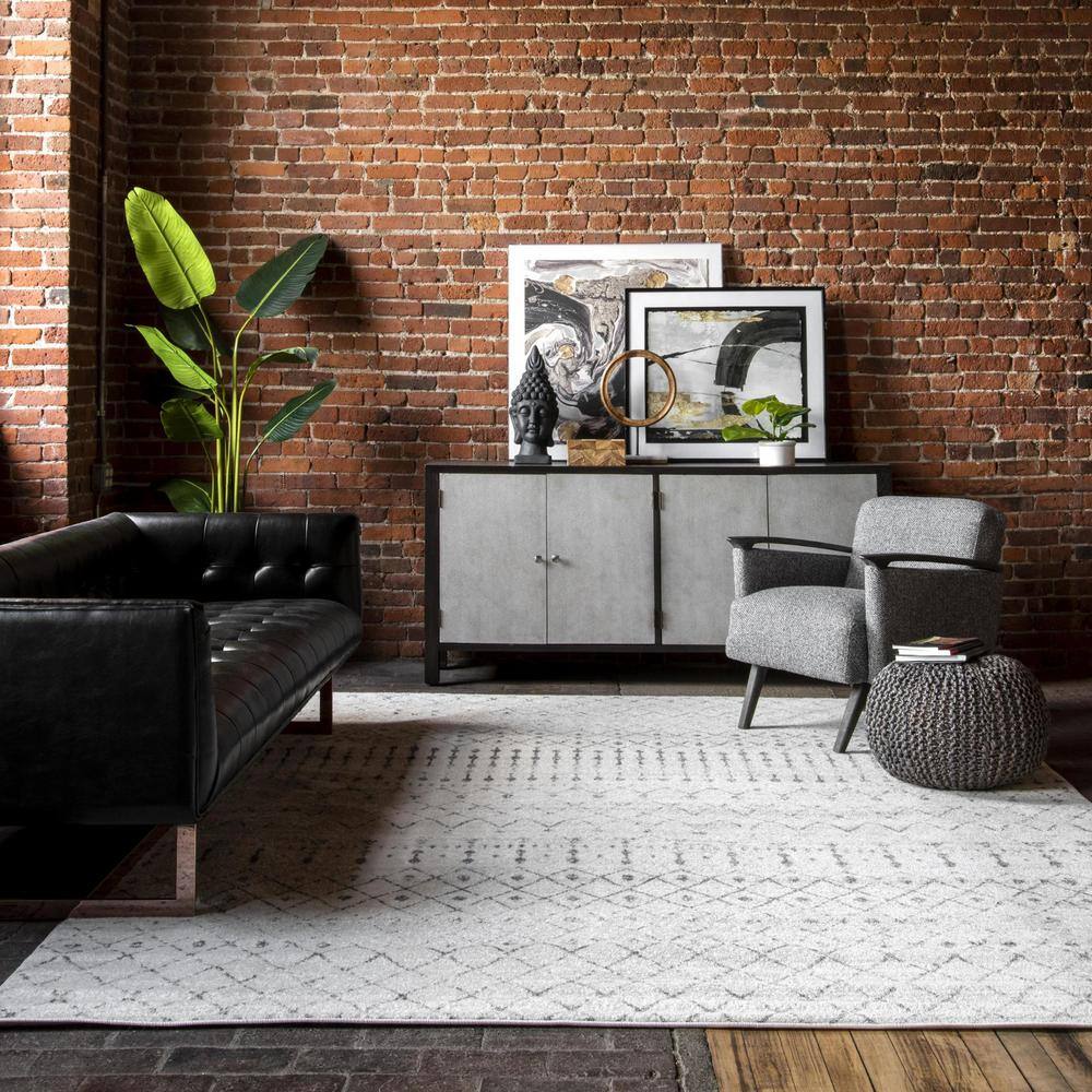 Handmade Gray Trellis Rectangular Reversible Area Rug