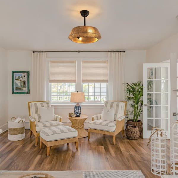 11.6in. Black Downrod Mount Fandelier Ceiling Fan No Bulb(s) Included Reversible DC Motor w/ Remote Control for Bedroom