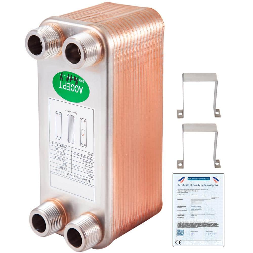 Heat Exchanger 3 In. x 7.5 in. 30 Plates 316L 3/4 In. MPT Heat Exchanger B12-30 Beer Wort Chiller for Hydronic Heating price history on PriceWatchPro