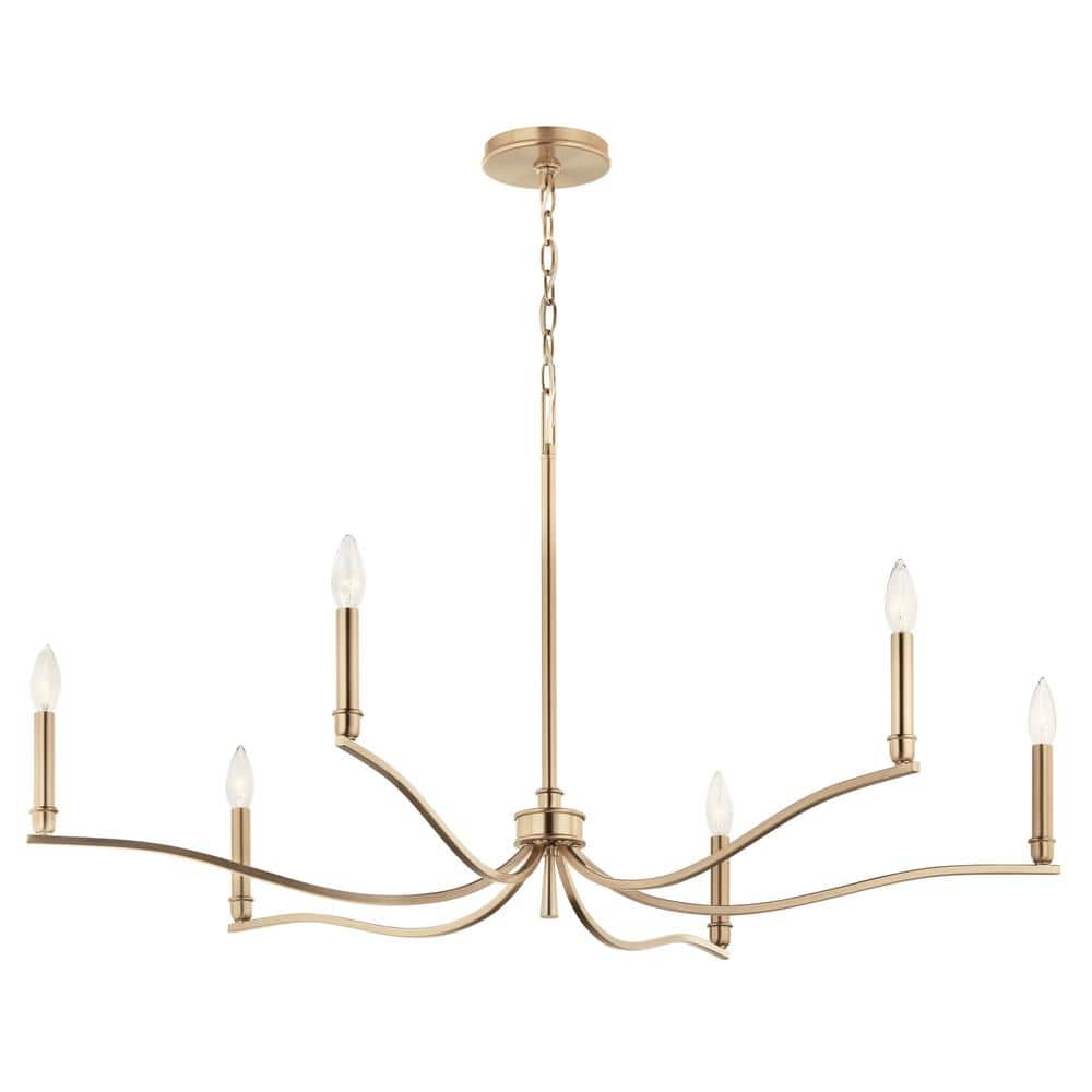 KICHLER Malene 42 in. 6-Light Champagne Bronze Traditional Candle ...