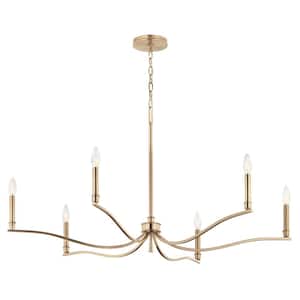 Malene 42 in. 6-Light Champagne Bronze Traditional Candle Chandelier for Dining Room