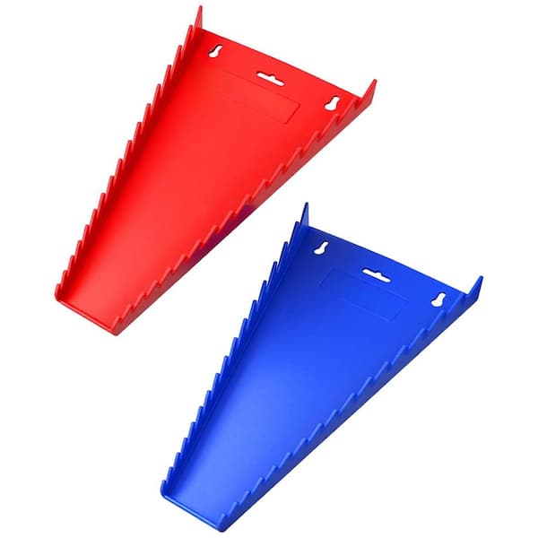 Red Blue Magnetic Wrench Organizer Tray Plastic Tool Storage Rack for SAE 1/4-1-1/16 Metric 6mm-24mm 2-Pack