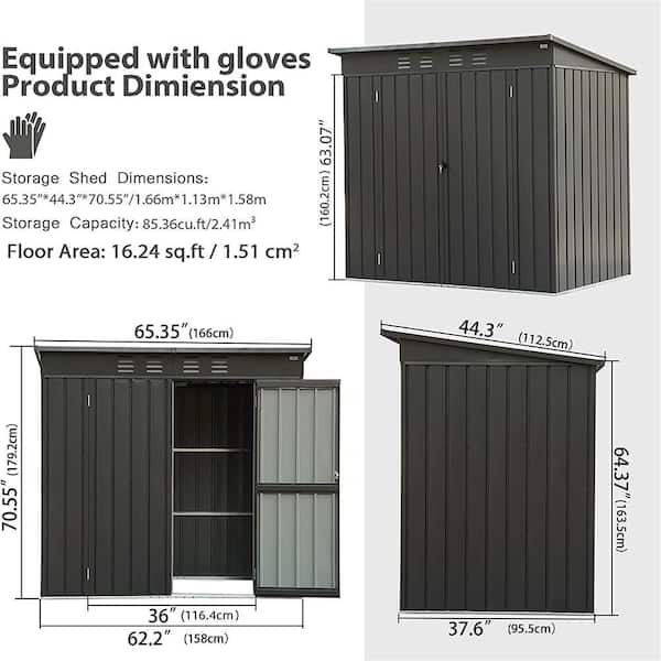 5 ft. W x 4 ft. D Metal Shed with Double Door (20 sq. ft. )