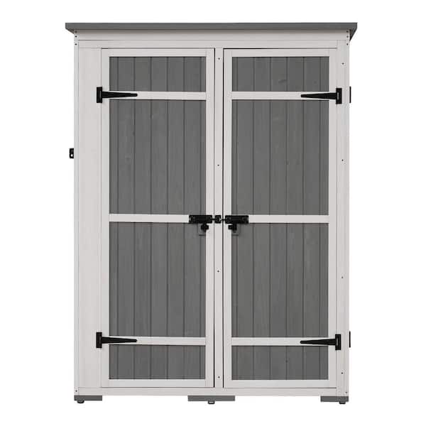 4.1 ft. W x 2.1 ft. D White and Gray Outdoor Wood Storage Shed with Waterproof Asphalt Roof (8.61 sq. ft.)