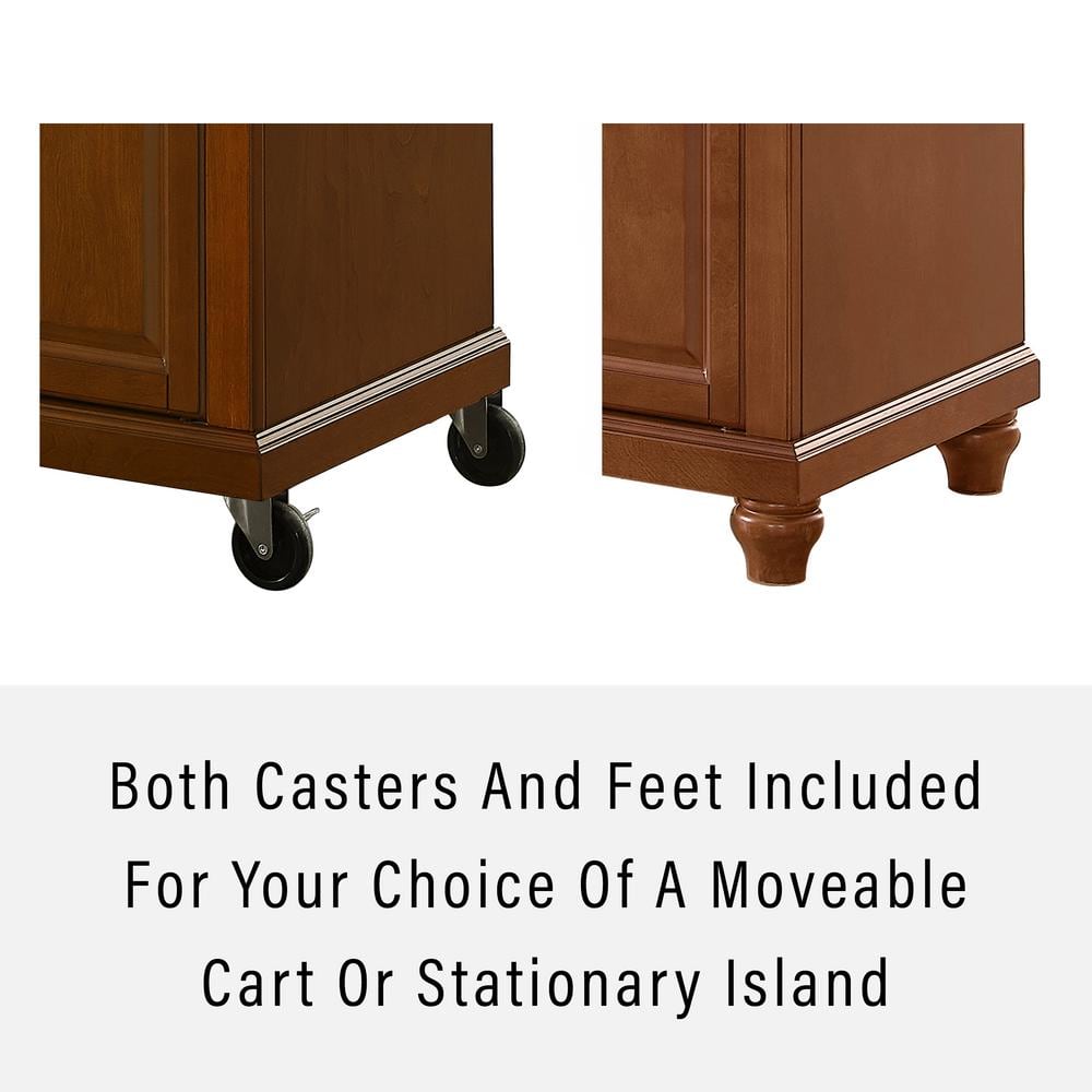 Cambridge Cherry Finish Kitchen Island with Natural Wood Top