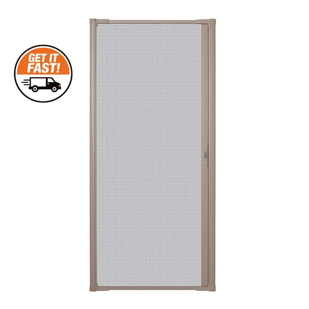 Andersen 36 in. x 78 in. LuminAire Sandtone for Single Entry Door 32 in.-36 in. Universal Handed Aluminum Retractable Screen Door
