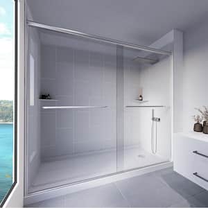 Dove Grey-Rainier 60 in. x 32 in. x 83 in. Base/Wall/Door Rectangular Alcove Shower Stall/Kit Chrome Right