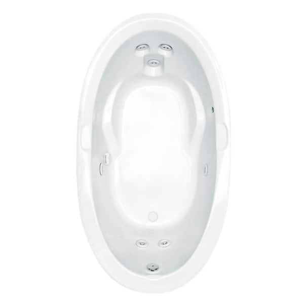 Aquatic Point Reyes 72 in. W. x 40 in. Oval Drop-In Whirlpool Bathtub Acrylic Reversible Drain with Heater in White