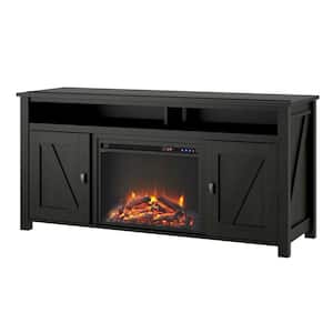 Brownwood 59.63 in. Electric Fireplace TV Stand in Black Oak