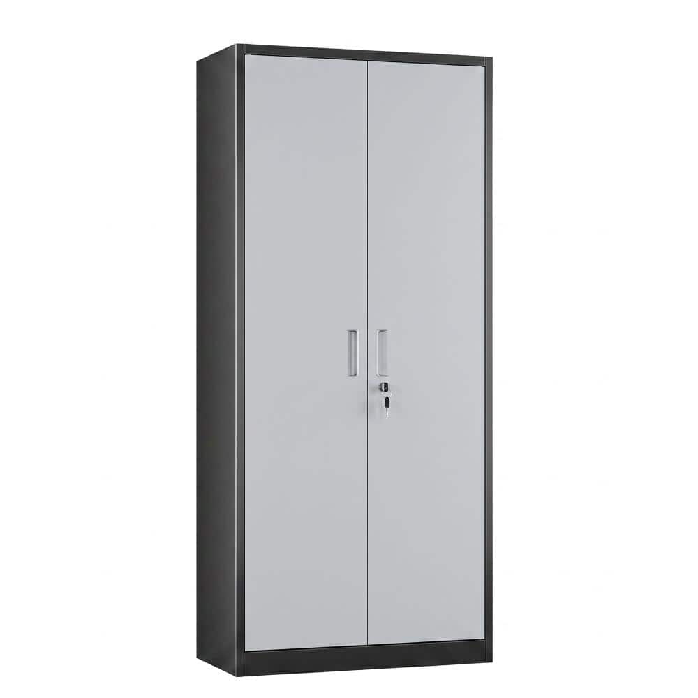 Black & Grey Lockable Steel Storage Cabinet, Thick Cold Rolled Steel Adjustable Shelf Office Document Cabinet price history on PriceWatchPro