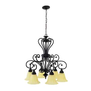 Florence Collection 6-Light Sierra Slate Chandelier with Champagne Glass Shade