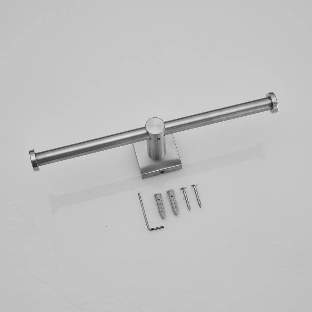 Brushed Nickel 5-Piece Bathroom Hardware Set with Double Towel Bar