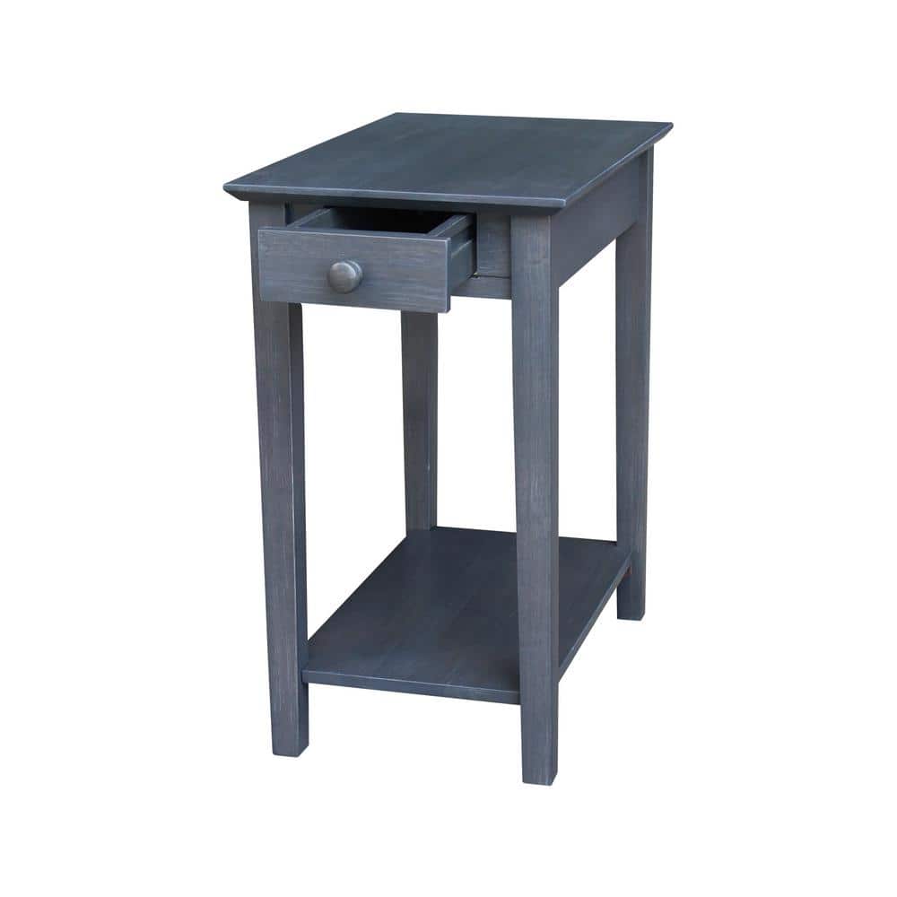 Ocean Blue Traditional Elegant Solid Parawood End Table with Storage