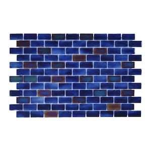 Glass Tile Love Forever Subway 1 in. x 2 in. Glossy Dark Blue Glass Patterned Mosaic Wall Floor Tile (9.68 Sq. Ft. Case)