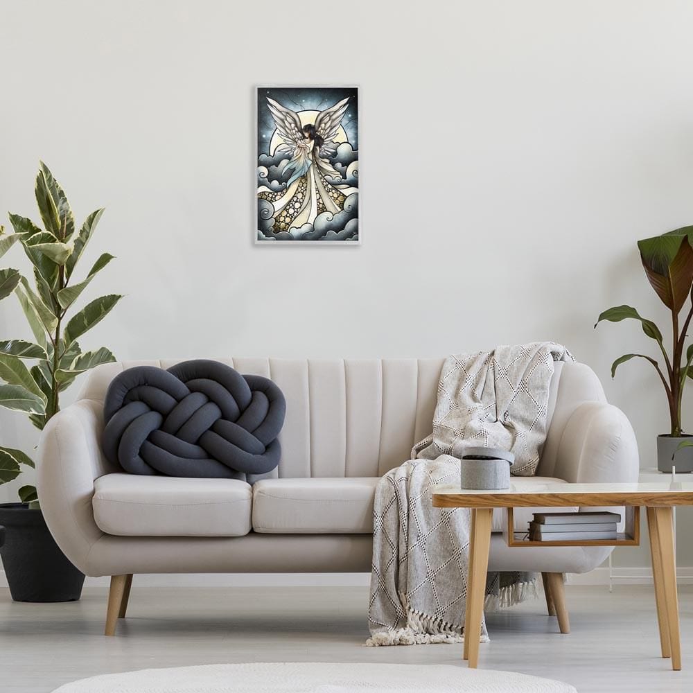 Classic Angel & Baby in Clouds by Mandie Manzano Gray Framed Religious Giclee Art Print 24 in. x 16 in. price history on PriceWatchPro