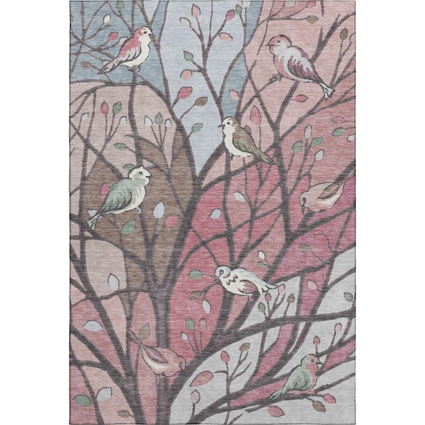 Mayfield Premium Machine Washable Abstract AMF2336 Blush 5 ft. x 7 ft. 6 in. Area Rug