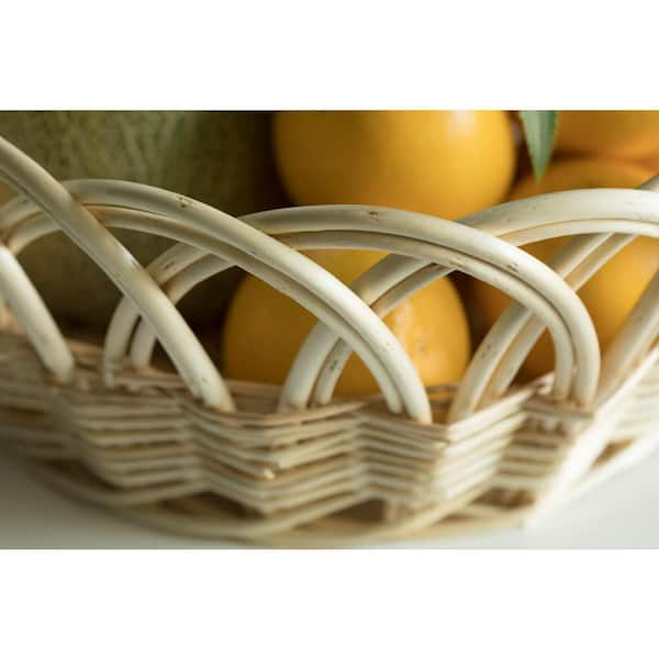 Vintiquewise Straw Decorative Round Beige Storage Basket with