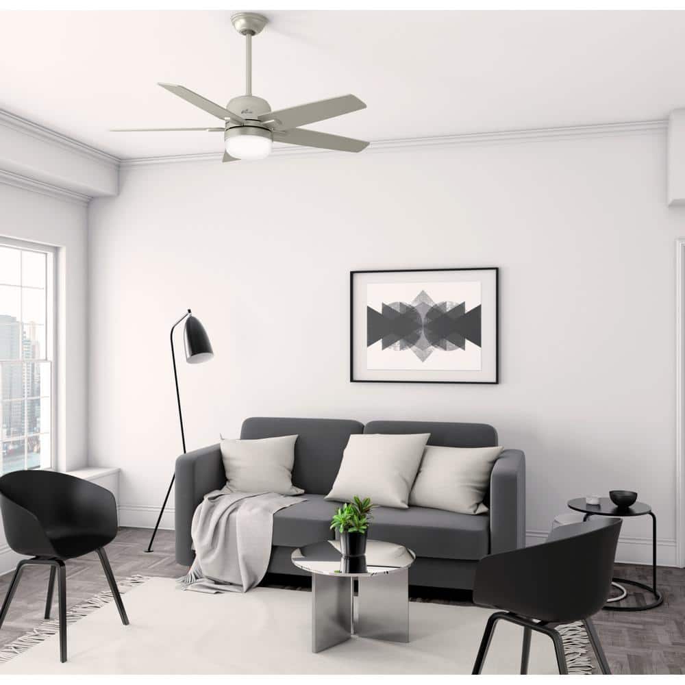 52" Matte Nickel Smart Ceiling Fan with LED Light and Remote
