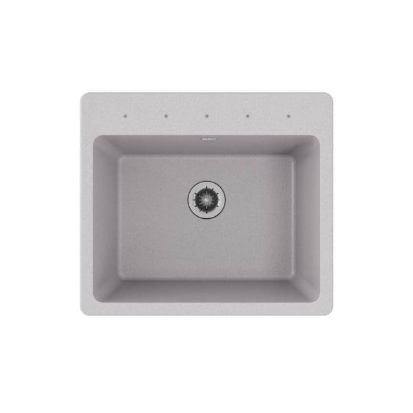 Elkay Quartz Classic Greystone Quartz 25 in. Single Bowl Drop-In Laundry Sink with Perfect Drain