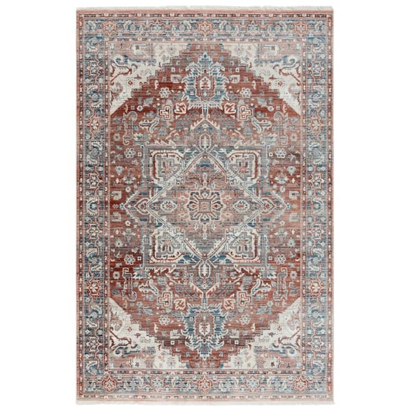 SAFAVIEH Vintage Persian 5 ft. x 8 ft. Rust/Navy Ornate Distressed