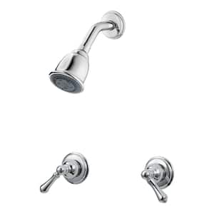 2-Handle Wall Mount Tub and Shower Trim Kit in Polished Chrome with Metal Lever Handles (Valve Not Included)