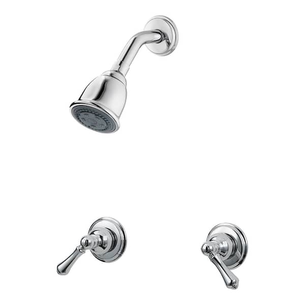 Pfister 2-Handle Wall Mount Tub and Shower Trim Kit in Polished Chrome with Metal Lever Handles (Valve Not Included)