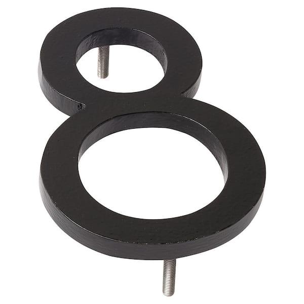 10 in. Black Aluminum Floating or Flat Modern House Number 8