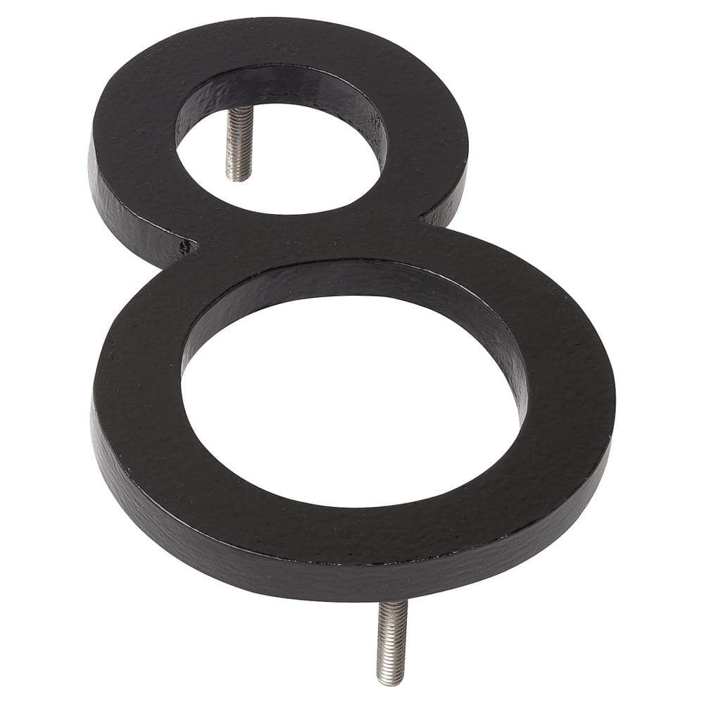 Black Aluminum Floating House Number 8, 8" Height