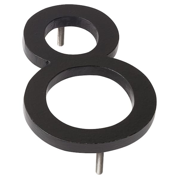 Montague Metal Products 8 in. Black Aluminum Floating or Flat Modern House Number 8
