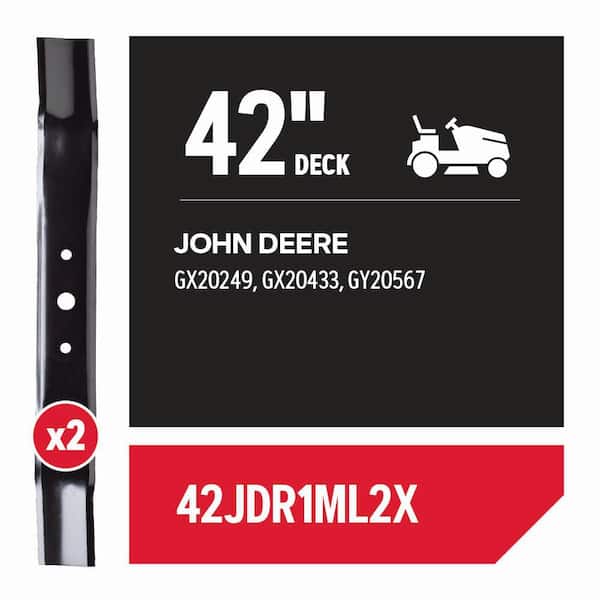 Riding Lawnmower Blades for 42 in. Deck, Fits John Deere Riding Mowers, Set of 2 (42JDR1ML2X)