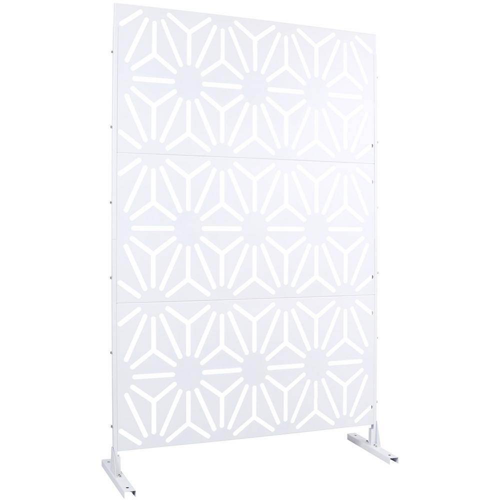 Anky 76 in. H x 48 in. W Steel Garden Fence, Metal Privacy Screens and Panels with Free Standing in White price history on PriceWatchPro