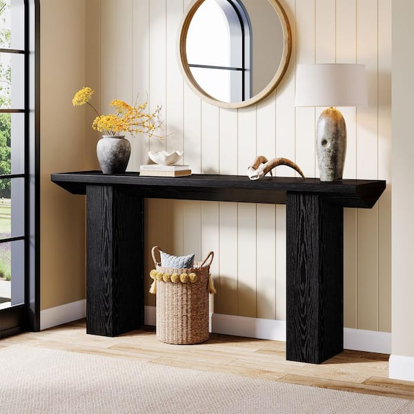 Farmhouse Bleached Elm Console Table With Shelf Farmhouse Bleached Elm Console Table With Shelf