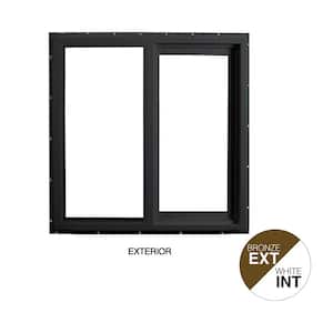 35.5 in. x 35.5 in. Select Series Horizontal Sliding Left Hand Vinyl Bronze Window with White Int, HPSC Glass and Screen