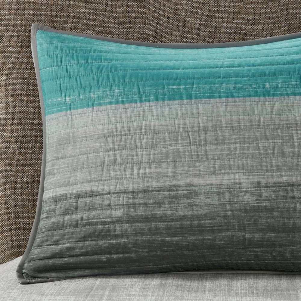 Aqua Queen Microfiber Reversible Coverlet and Sheet Set