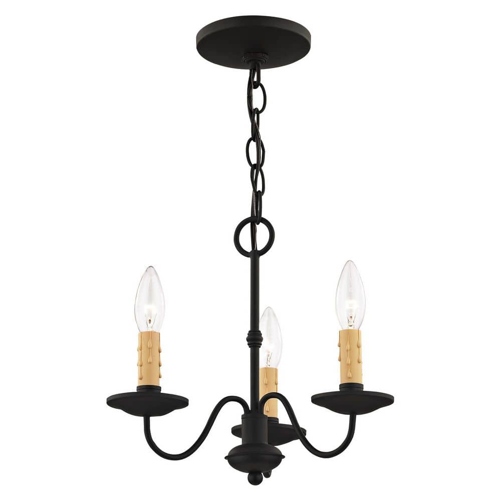 Elegant Black Mini Chandelier with Faux Candle Lights