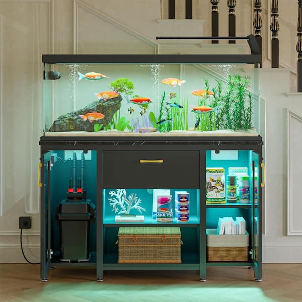 Bestier Black 30 55 Aquarium Stand with Dual Glass
