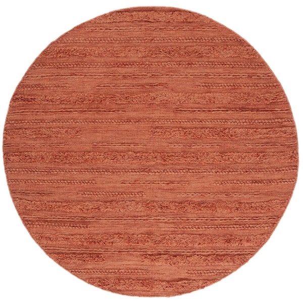 Vermont 8 ft. x 8 ft. Rust/Orange Marle High-Low Round Area Rug