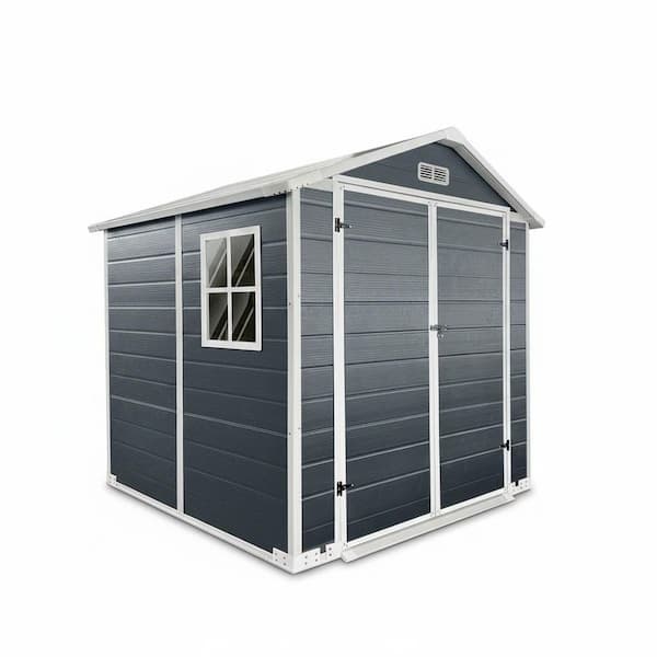 6 ft. W x 6 ft. D Gray Resin Shed with Floor and Lockable Door for Backyard (36 sq. ft. )