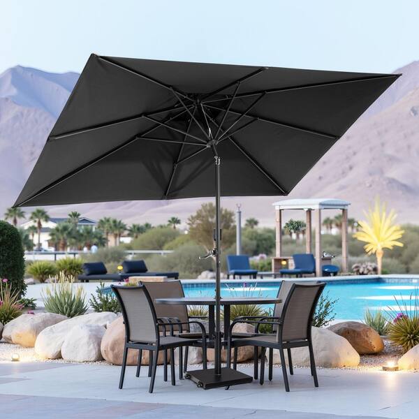 black friday patio umbrella Business & Pleasure Co. The The PURPLE LEAF 15 FT Patio Market Umbrella At Home Black Outdoor Crank