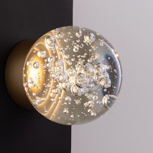 Modern 3-Light Black Unique Dimmable LED Wall Sconce Light with Crystal Bubble Glass Shade
