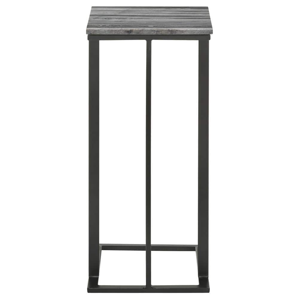 Vicente Black and Gray Marble Top Accent Table with Storage